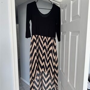 Charming Charlie Black and Tan High Low Dress